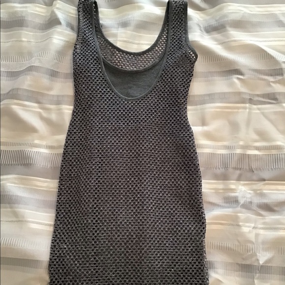Topshop Gray Fishnet Overlay Dress - Picture 5 of 5